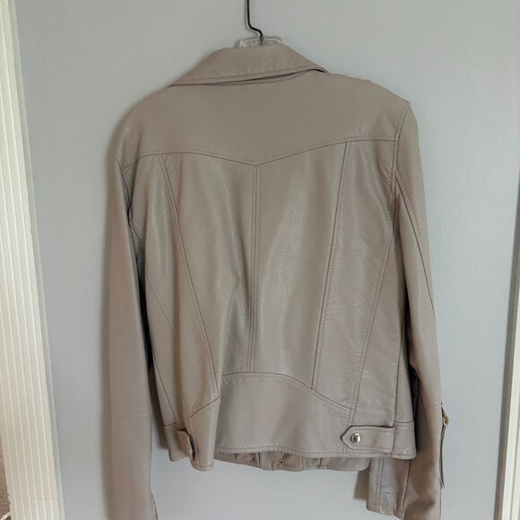 Blank NYC Jacket Faux Leather Jacket Women L Beige Moto Jacket Biker Jacket - Picture 3 of 8